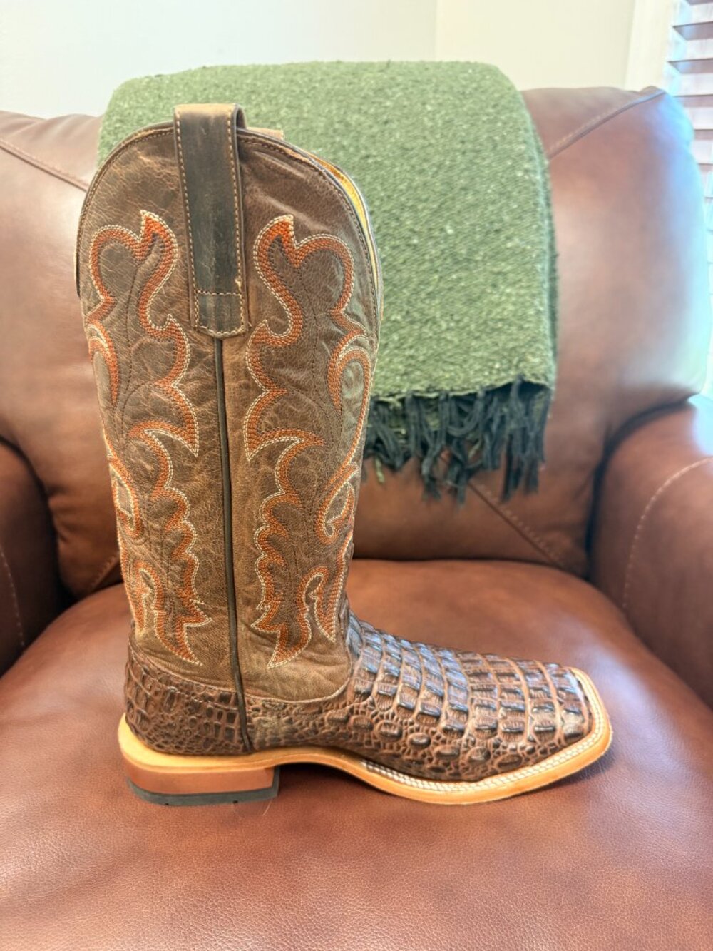 Horse Power Nile Crocodile Print Cowboy Boots Men's 9D - Made in Leon Mexico - Picture 5 of 16